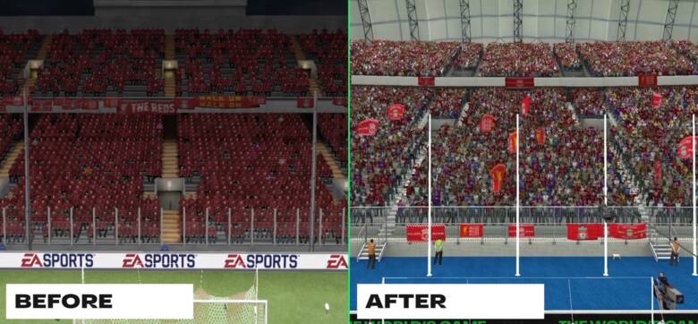 EA Sports FC Mobile - porównanie grafiki stadionów