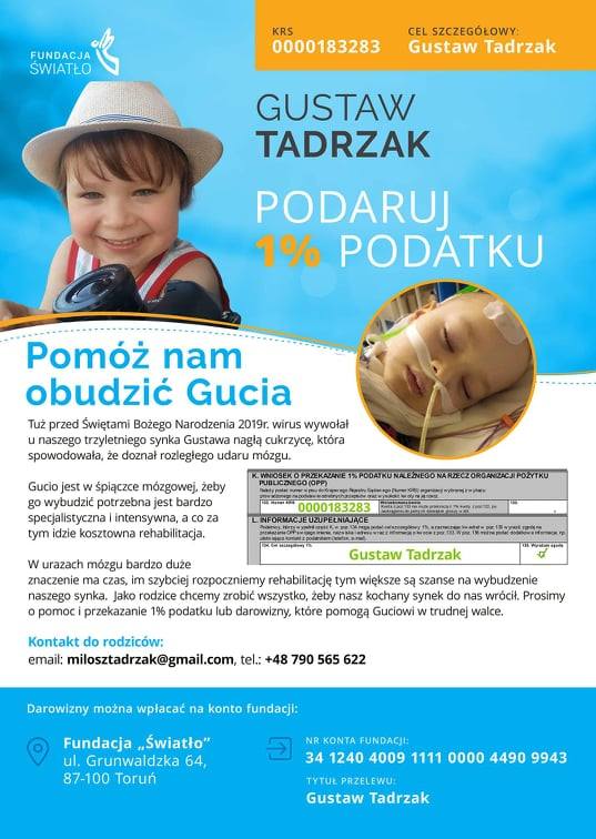 Trzyletni Gucio nagle zapadł w śpiączkę. Rodzice walczą o jego zdrowie - szybka rehabilitacja pomoże go wybudzić. Trwa zbiórka na Zbiórka.pl