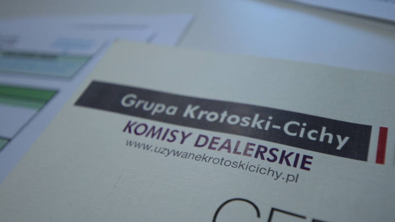 Certyfikat, który wystawił komis dealerski grupy Cichy.