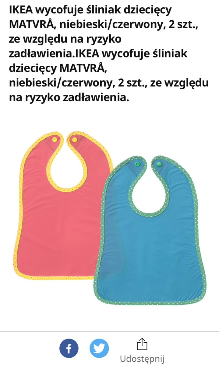Ikea wycofuje produkt dla dzieci ze względu na ryzyko zadławienia [3.10] 