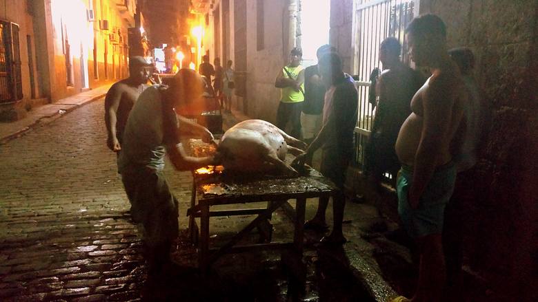 Po brukowanej ulicy, którą za dnia spacerują turyści do portu i baru Dos Hermanos, płynęła struga krwi