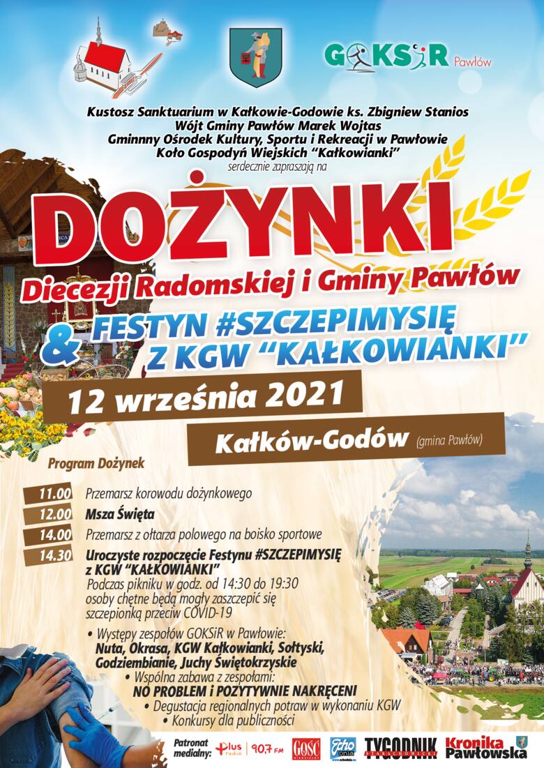 W niedzielę 12 września w Kałkowie dożynki diecezji radomskiej i gminy Pawłów! Będzie darmowy chleb