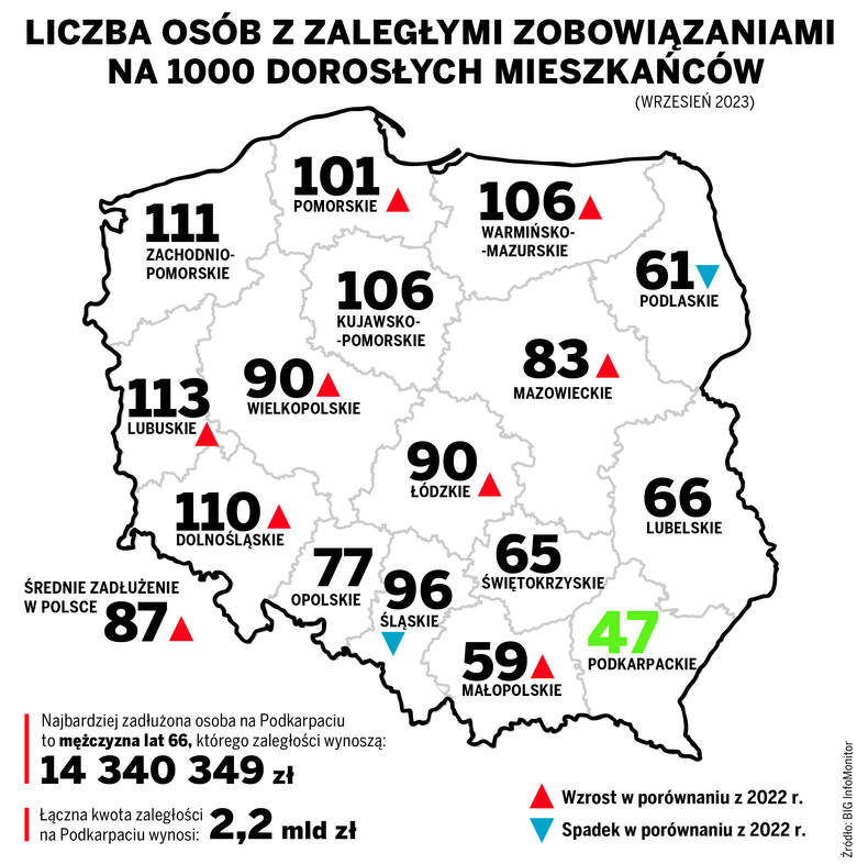 Mieszkańcy Podkarpacia najodpowiedzialniej pochodzą do swoich finansów. Źródło: BIG InfoMonitor.
