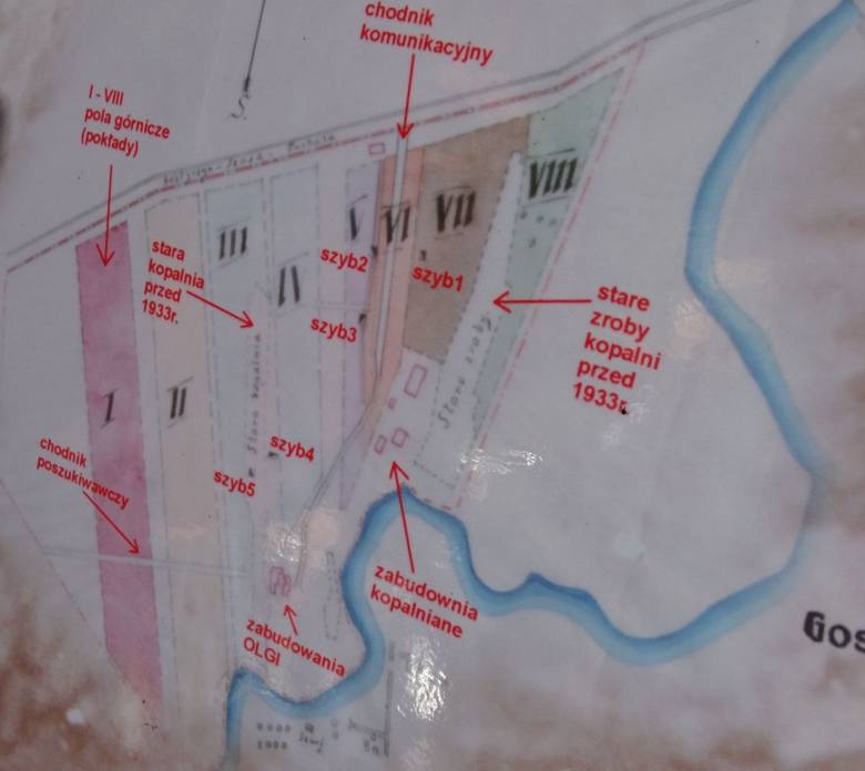 Plan terenów kopalnianych w Pile nad Brdą