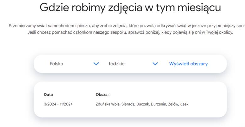 Auta Google znowu przejadą przez Polskę i zrobią zdjęcia. Oto lista miejscowości, gdzie się pojawią. Przejedzie też przez woj. łódzkie!