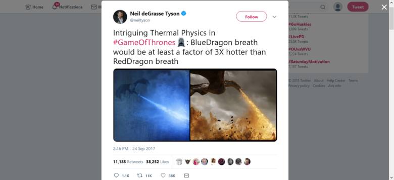 Astrofizyk Neil deGrasse Tyson analizował właściwości smoków z "Gry o tron" w aspekcie fizyki termalnej