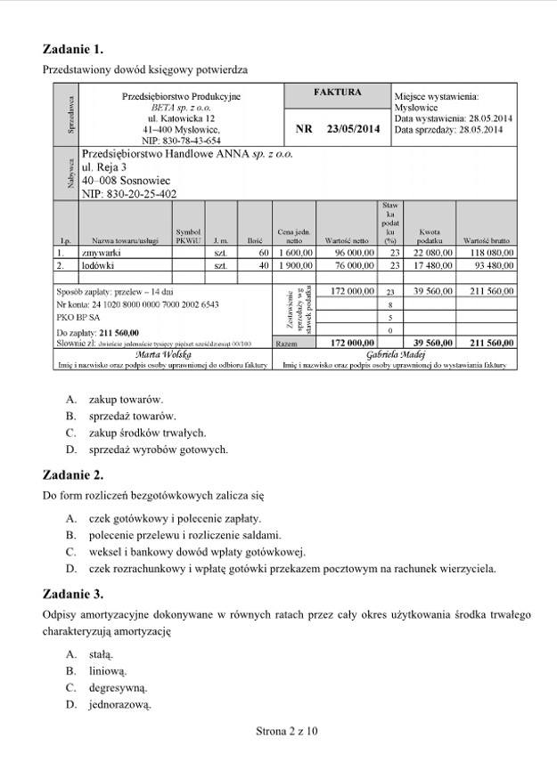 Egzamin zawodowy. Przykładowe pytania, arkusze [test ...