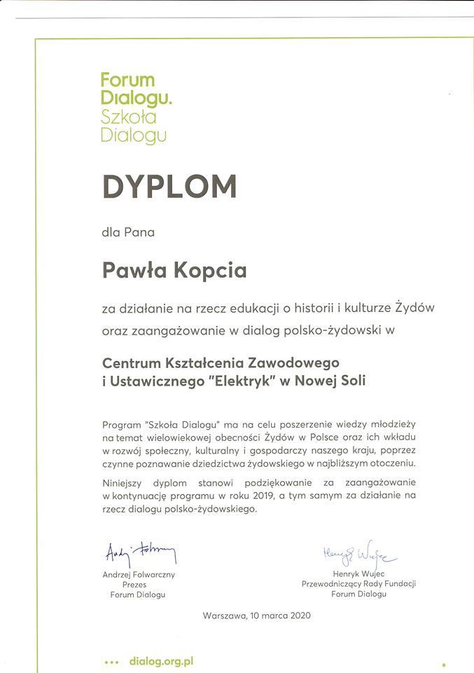Projekt realizowany w nowosolskim CKZiU "Elektryk" został doceniony w Warszawie.