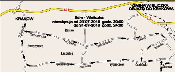 W ostatni weekend lipca z Wieliczki do Krakowa można będzie dostać się tylko  drogami objazdowymi<br /> 