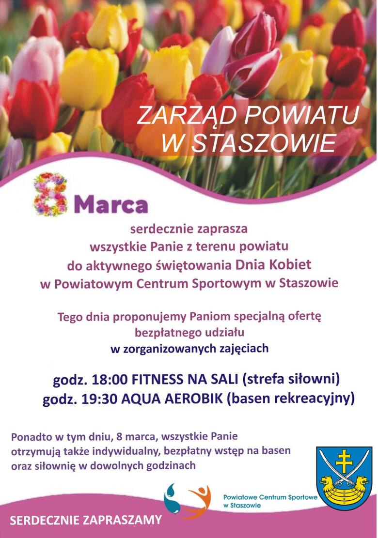 Dzień Kobiet w Powiatowym Centrum Sportowym w Staszowie. Będzie fitness i aqua aerobik