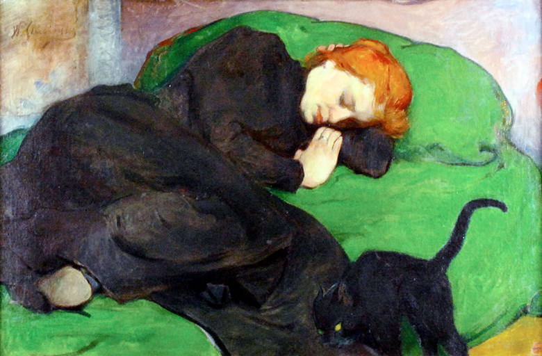 Władysław Ślewiński, Śpiąca kobieta z czarnym kotem