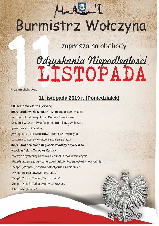 Program uroczystości w Wołczynie.