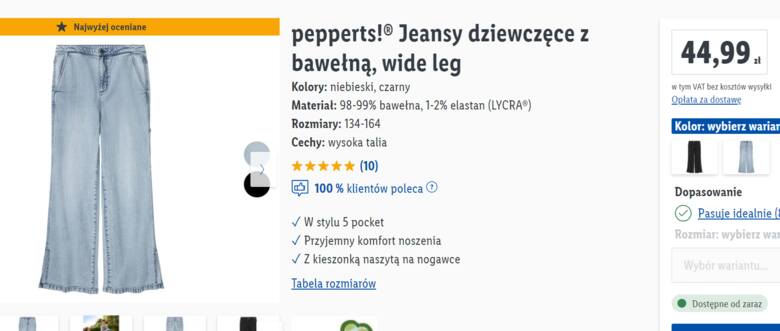 Jeansy dziewczęce