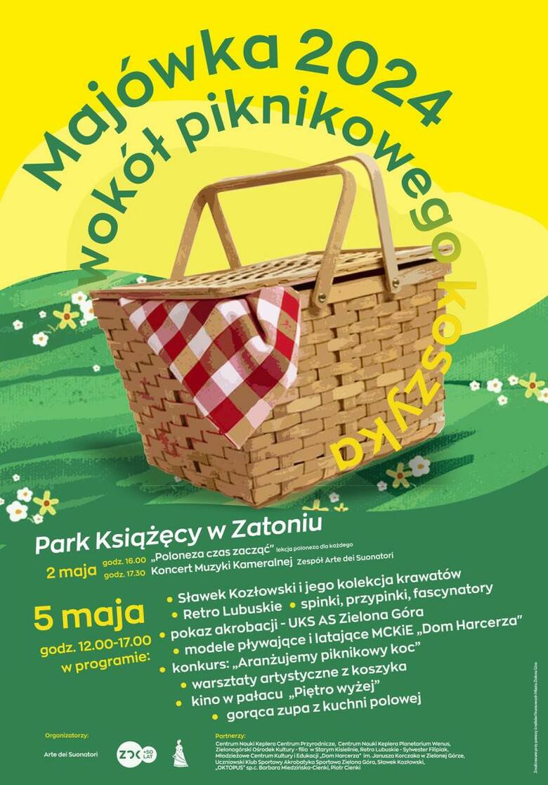 W niedzielę, 5 maja od godz. 12.00, park książęcy w malowniczym Zatoniu, stanie się miejscem zabawy „Wokół Piknikowego Koszyka”, pełnym atrakcji dla