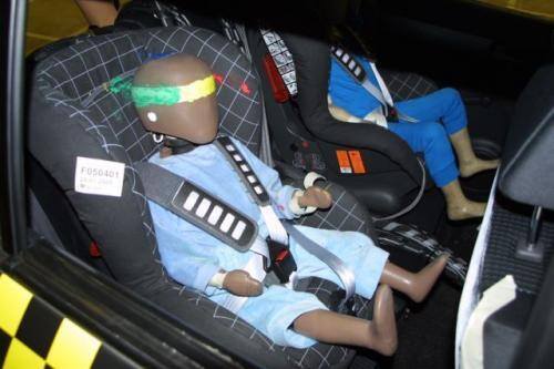 Fot. Euro-NCAP: Manekiny imitujące dzieci mają parametry odpowiadające budowie dziecka w wieku 18 i 36 miesięcy.