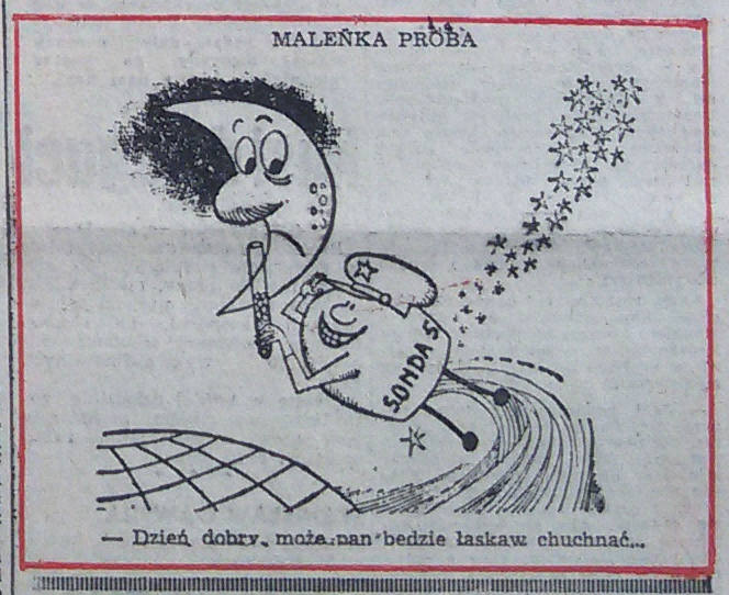 Zond 5 w karykaturze na łamach Dziennika Zachodniego z 19 listopada 1968