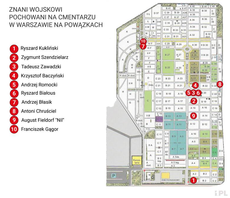Groby znanych Polaków na Powązkach - mapa. Zobacz, jak wyglądają