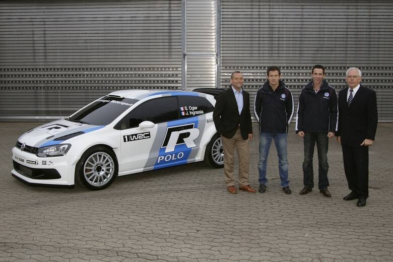 Kirs Nissen, Sebastian Ogier, Julien Ingrassia, Dr Ulriich Hackenberg, Fot: Volkswagen