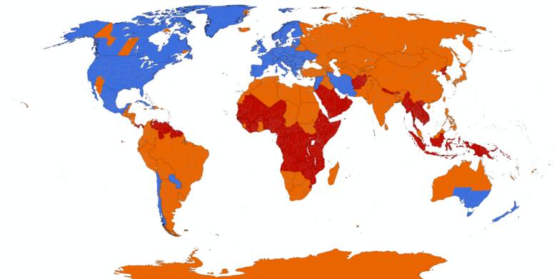 Grafika przedstawiająca zmianę czasu w poszczególnych krajach