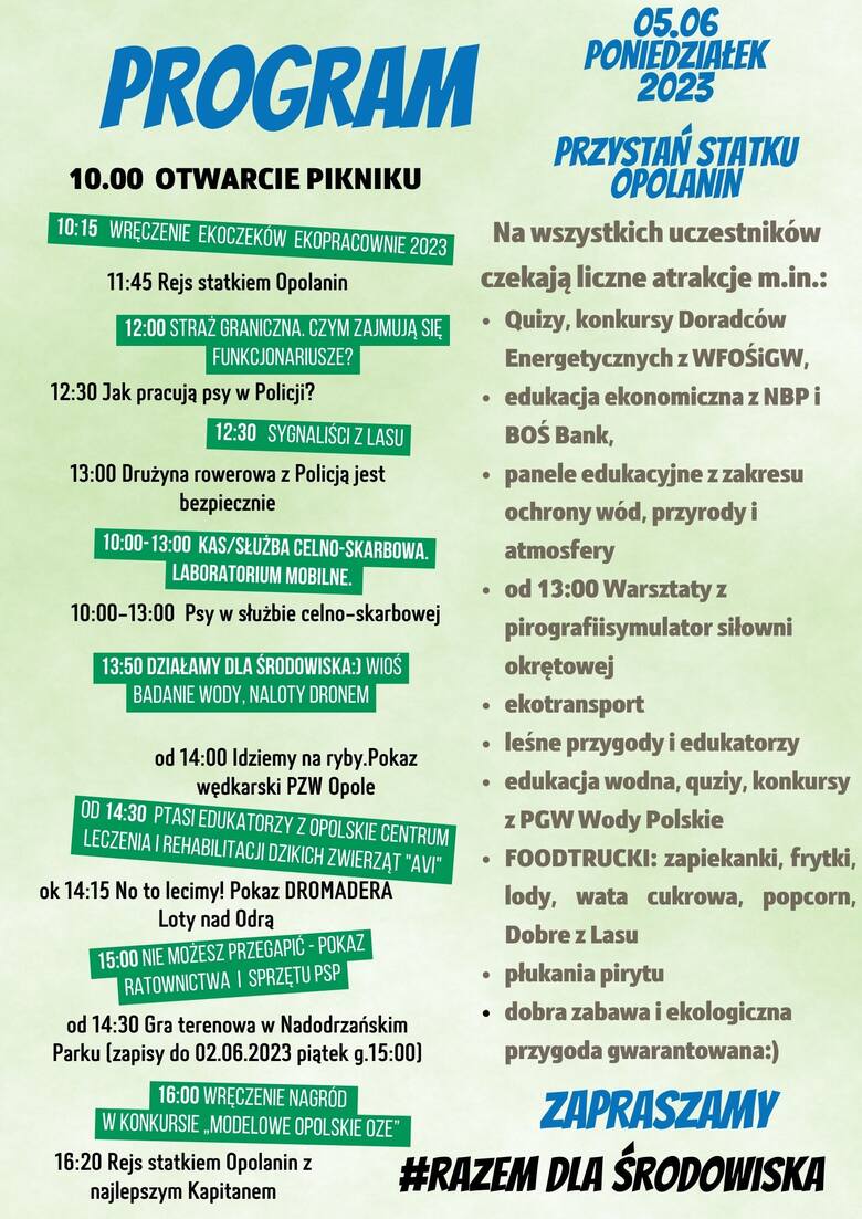 Ekologiczny piknik w Opolu już w najbliższy poniedziałek. Będzie to świetna zabawa edukacyjna dla rodzin z dziećmi