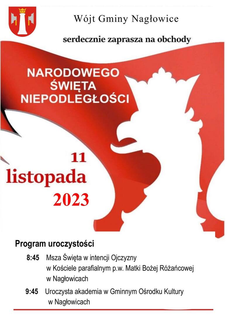 Obchody Narodowego Święta Niepodległości w Nagłowicach. Zobaczcie program gminnych uroczystości