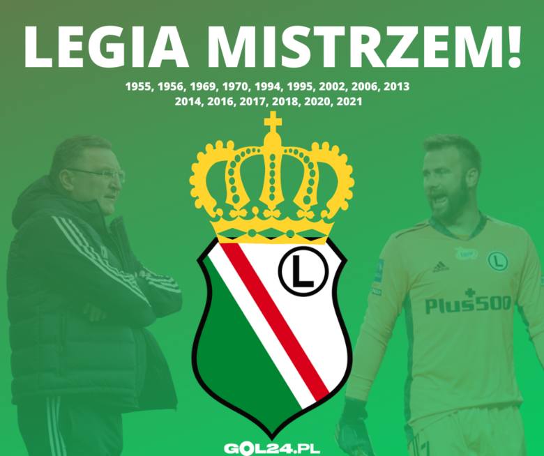 Oficjalnie: Legia Warszawa mistrzem Polski w sezonie 2020/21. Obroniła tytuł na trzy mecze przed końcem