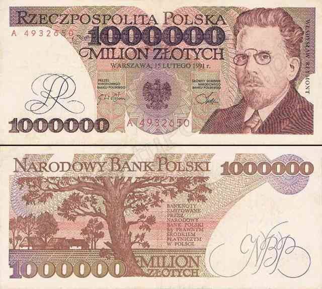 Tak wyglądał banknot o nominale 1 miliona złotych.