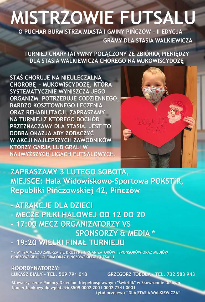 Gramy dla Stasia Walkiewicza! Wielki turniej charytatywny w Pińczowie już na początku lutego