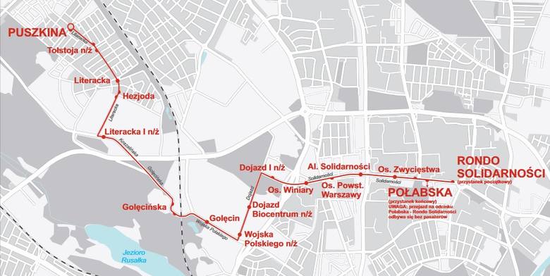 MPK Poznań: Trasa autobusów linii numer 170 zostanie wydłużona do przystanku Puszkina [SCHEMAT TRASY]