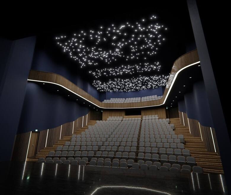 Tak zmieni się widownia Teatru Polskiego w Bydgoszczy po przebudowie. Będzie nowe (podniesione) zadaszenie, nowy balkon, a widownia na parterze zyska
