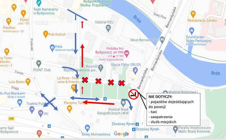Zmiany w ruchu w rejonie placu Kościeleckich od poniedziałku, 17 lipca