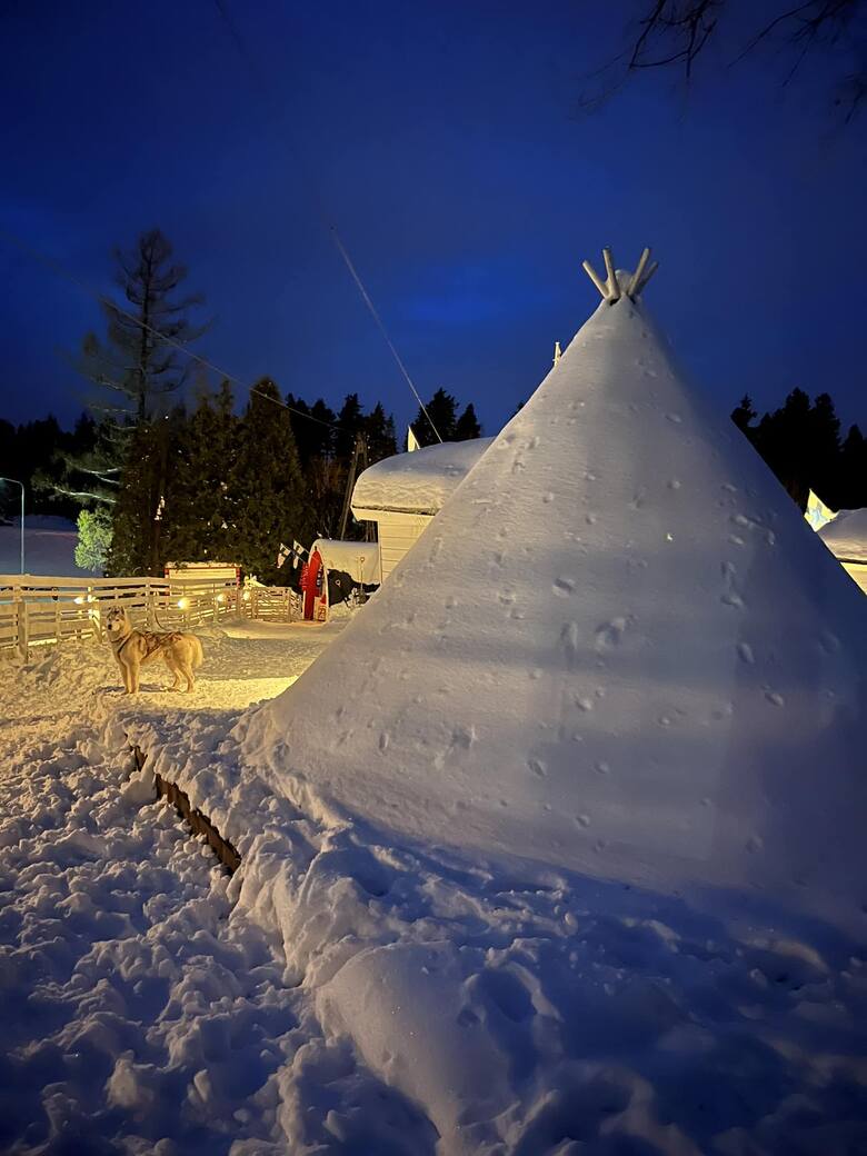 Kalevala w Borowicach zimą niczym nie różni się od oryginalnych wiosek lapońskich. Są tu nawet renifery, a gości witają psy husky.
