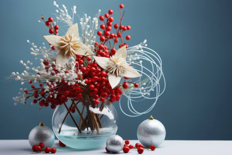 dekoracja świąteczna w wazonie
