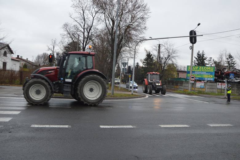 Rolniczy protest w powiecie łowickim. Hodowcy trzody chlewnej wyjechali ciągnikami na DK nr 92 [ZDJĘCIA]