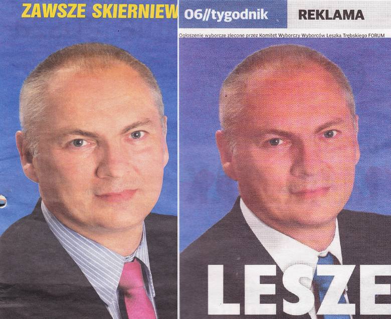 Zdjęcia wyborcze prezydenta Skierniewic Leszka Trębskiego - obecne oraz z kampanii 2010 roku: wskaż trzy różnice...;)