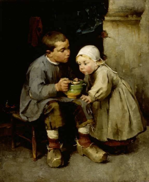 A Boy Feeding his Younger Sister (Chłopiec karmiący młodszą siostrę)