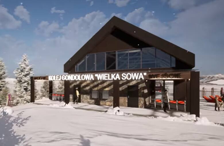 Tak prezentują się górna i dolna stacja kolei gondolowej na Wielką Sowę w koncepcji zaprezentowanej przez burmistrz Pieszyc - Dorotę Konieczną Enoze