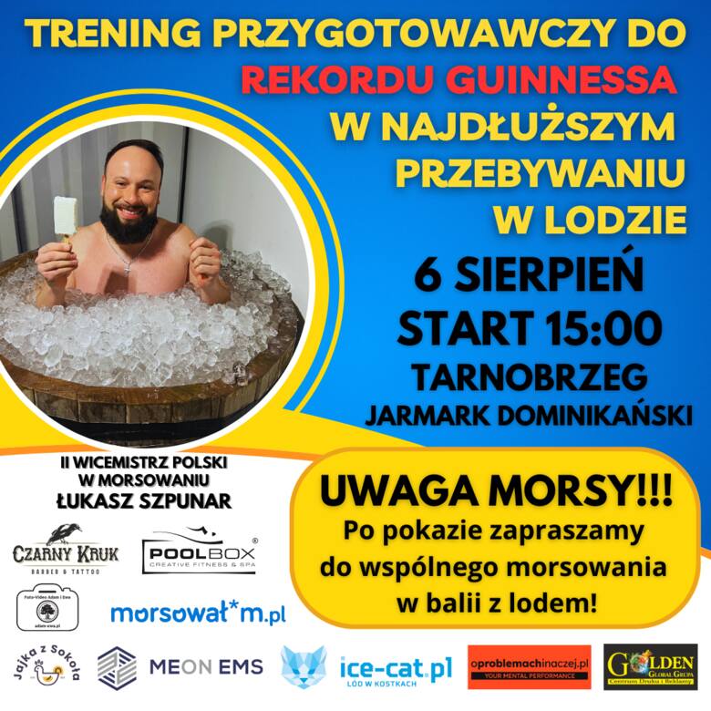 Tarnobrzeg. Łukasz Szpunar w niedzielę będzie trenował przed biciem Rekordu Guinnessa. Spędzi godzinę w skrzyni z lodem (WIDEO)
