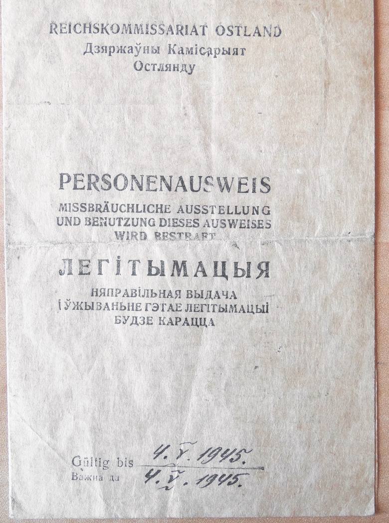 Ausweis wydany w  Drui 4 maja 1943 roku jest dwujęzyczny.