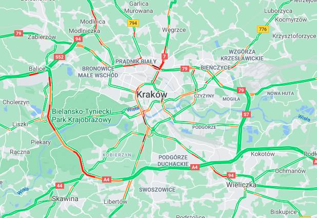 Aktualna sytuacja na drogach w Krakowie (godz. 19:00)