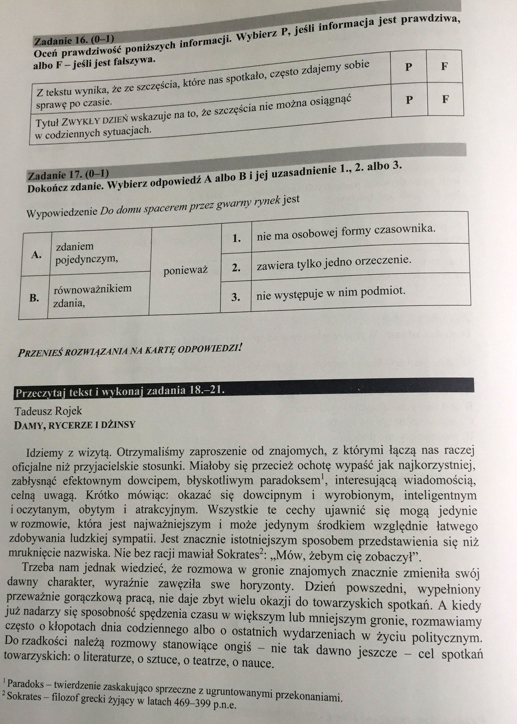 Quo Vadis Sprawdzian Nowa Era Egzamin gimnazjalny 2016. JĘZYK POLSKI - co było? (PYTANIA, ARKUSZE CKE