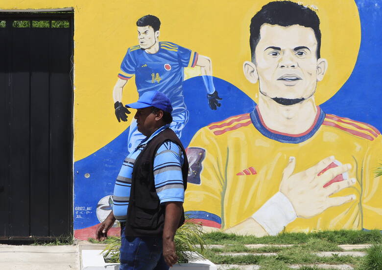 Mural przedstawiający Luisa Diaza w jego rodzinnej miejscowości Barrancas w północnej Kolumbii