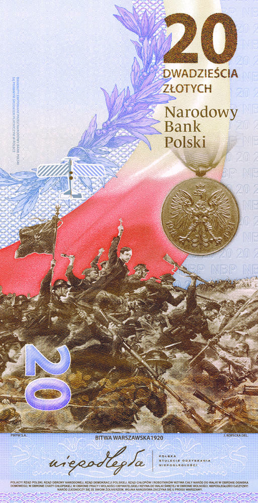 20 złotych z Bitwą Warszawską 1920. Taki banknot kolekcjonerski można kupić w NBP od 11 sierpnia [zdjęcia]