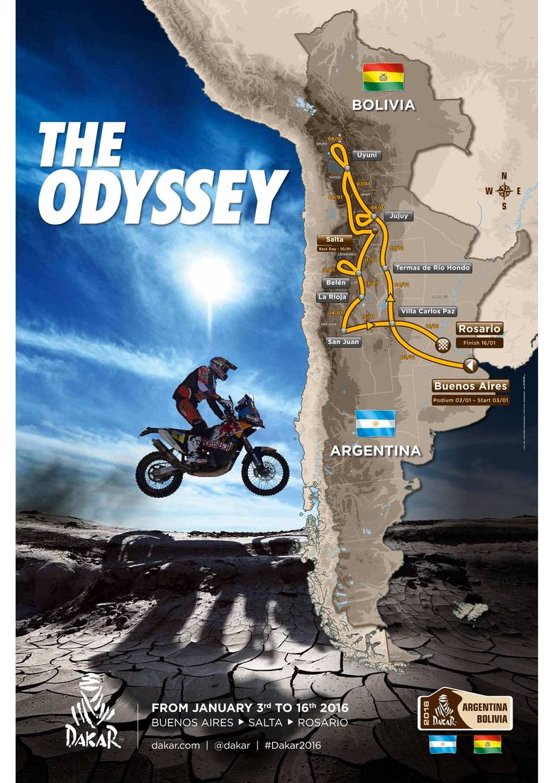 Rajd Dakar rozpocznie się 2 stycznia, tradycyjnie już w stolicy Argentyny Buenos Aires, a zakończy  po trzynastu wyczerpujących etapach w Rosario 16