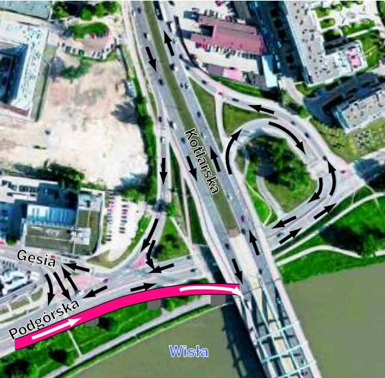 Z ulicy Podgórskiej będzie można wjechać na Most Kotlarski dzięki nowemu wjazdowi