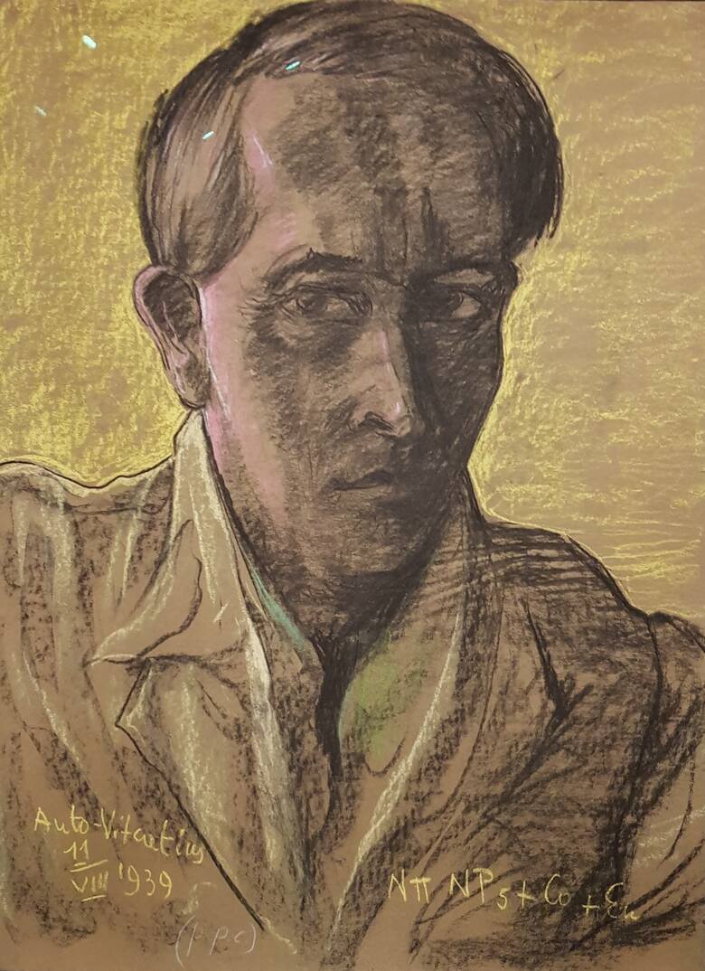 Autoportret Witkacego z 8 sierpnia 1939 żegna opuszczających wystawę.