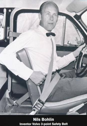 Fot. Volvo: Niels Bohlin (na zdjęciu) opatetntował trzypunktowe pasy bezpieczeństwa w 1959 r.