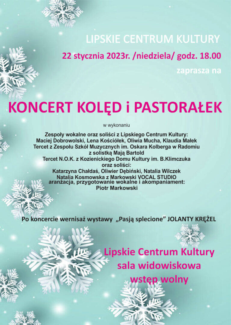 Koncert Kolęd i Pastorałek w Lipskim Centrum Kultury. Usłyszymy najpiękniejsze świąteczne piosenki