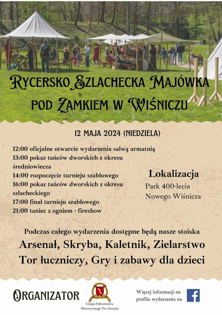 W niedzielę Rycersko-Szlachecka Majówka pod Zamkiem w Wiśniczu. Co w programie wydarzenia?
