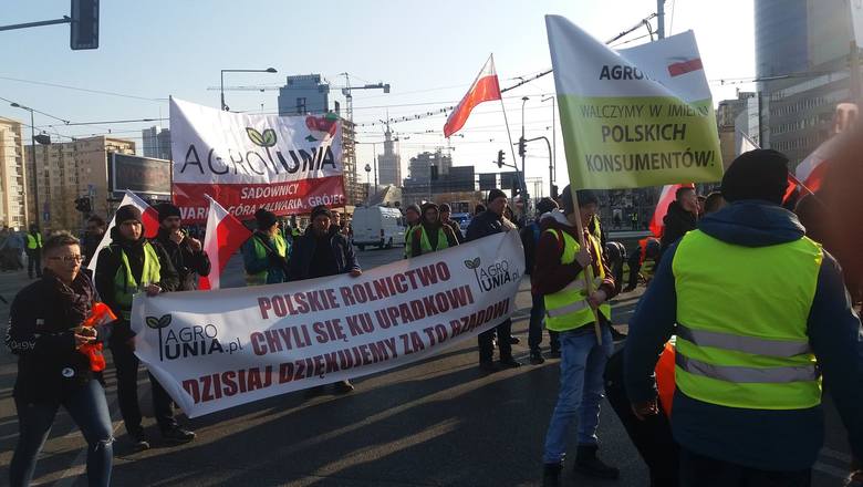 Protest rolników w Warszawie [3.04.2019]. W manifestacji około 30 rolników ze Świętokrzyskiego 